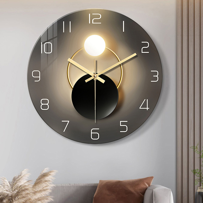 Tempered Glass Wall Clock Mute Living Room Clock Wall-mounted Decorative Clock - Image 2